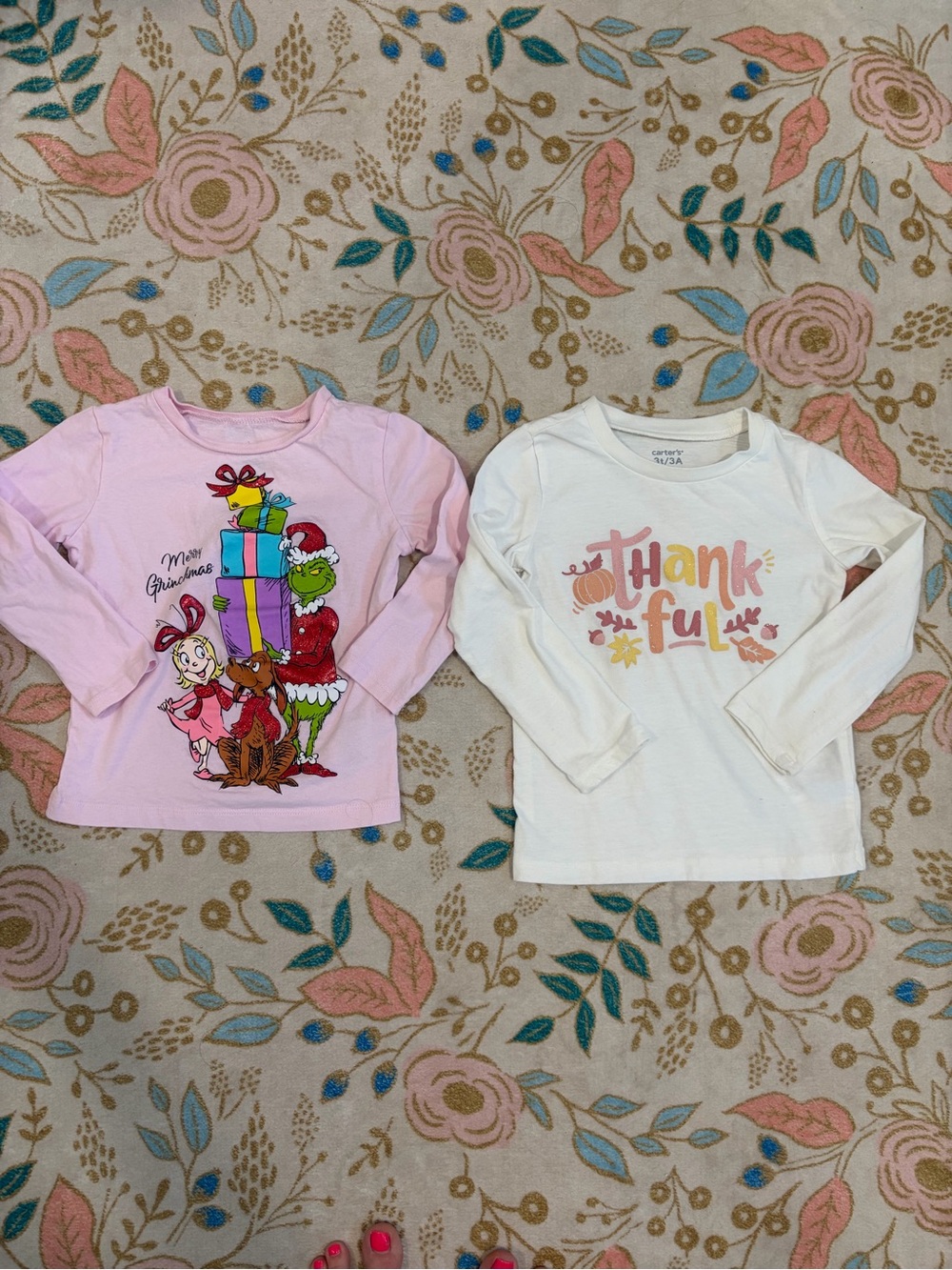 Girls Long-Sleeve 'Thankful' Top and Grinch Top Holiday Bundle